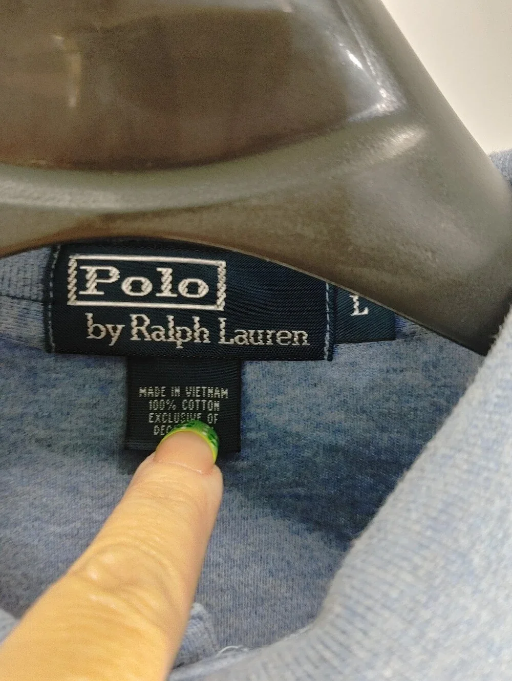 Polo Ralph Lauren Shirt Mens Large Blue Short Sleeve Knit Polo Pink Pony W/flaw